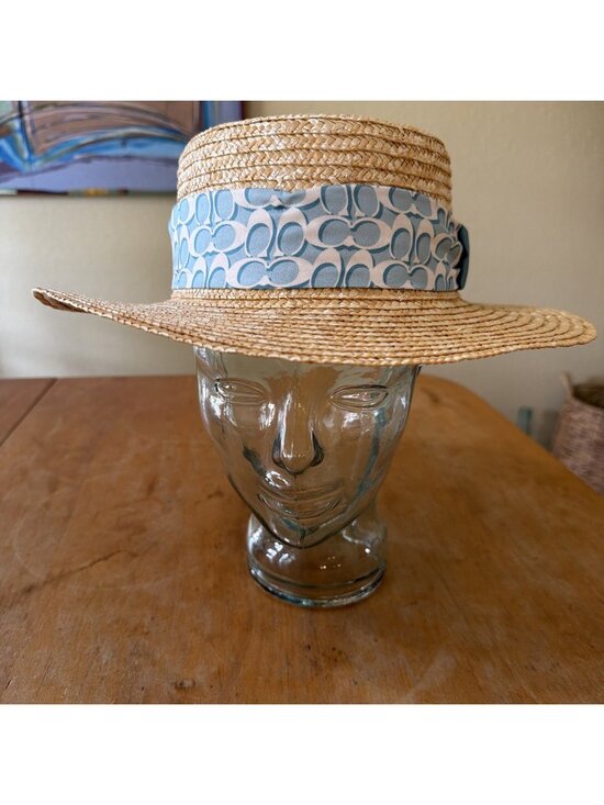 COACH  Raffia Brimmed Hat With Scarf NWT main image 12